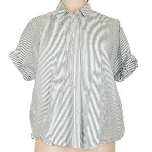 Madewell XL button up blue white striped shirt